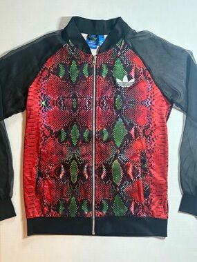 Adidas Originals Snakeskin Print Mesh Sheer Sleeve Track Jacket Size 34